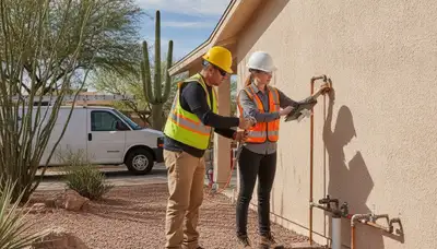 Mesa, AZ plumbing repair technician servicing residential pipes and fixtures