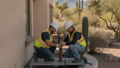 Plumber repairing a Mesa, AZ plumbing system for a local home service call